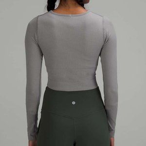 Lululemon Ebb to Street Long Sleeve Crop Shirt Gull Grey Size 6
